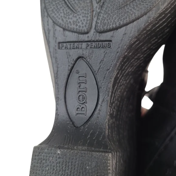 Born Black Leather Mary Jane Cross Strap Wedges Women's Size 7.5 - Picture 14 of 14